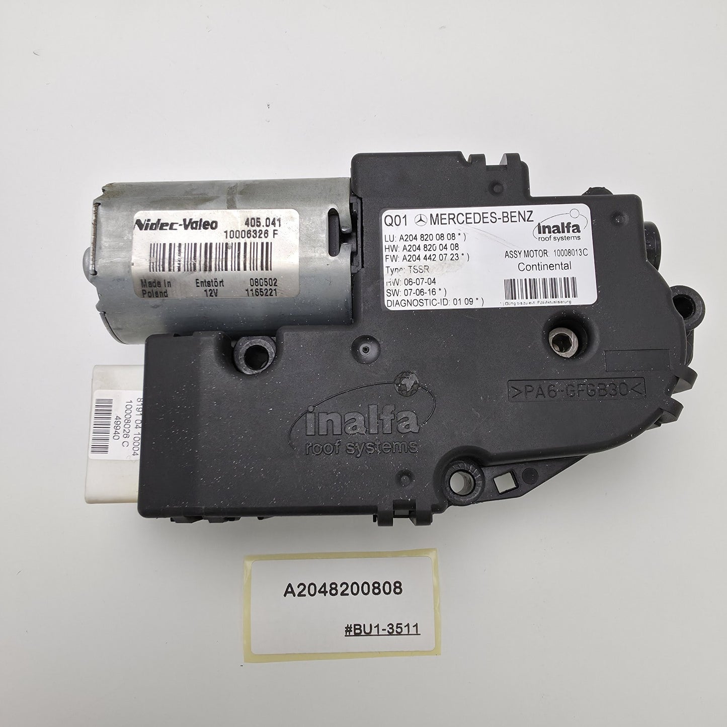 2007-2013 Mercedes-Benz GLK Sunroof Motor A2048200808