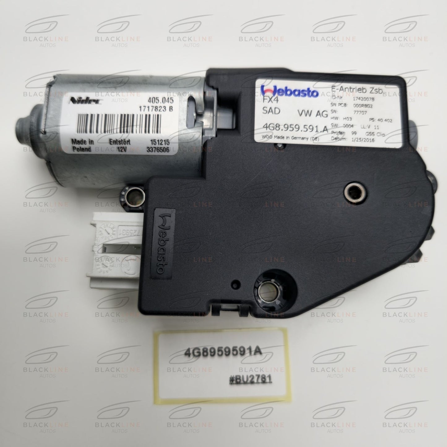 2012-2019 Audi A7 Sportback Sunroof Motor 4G8959591A