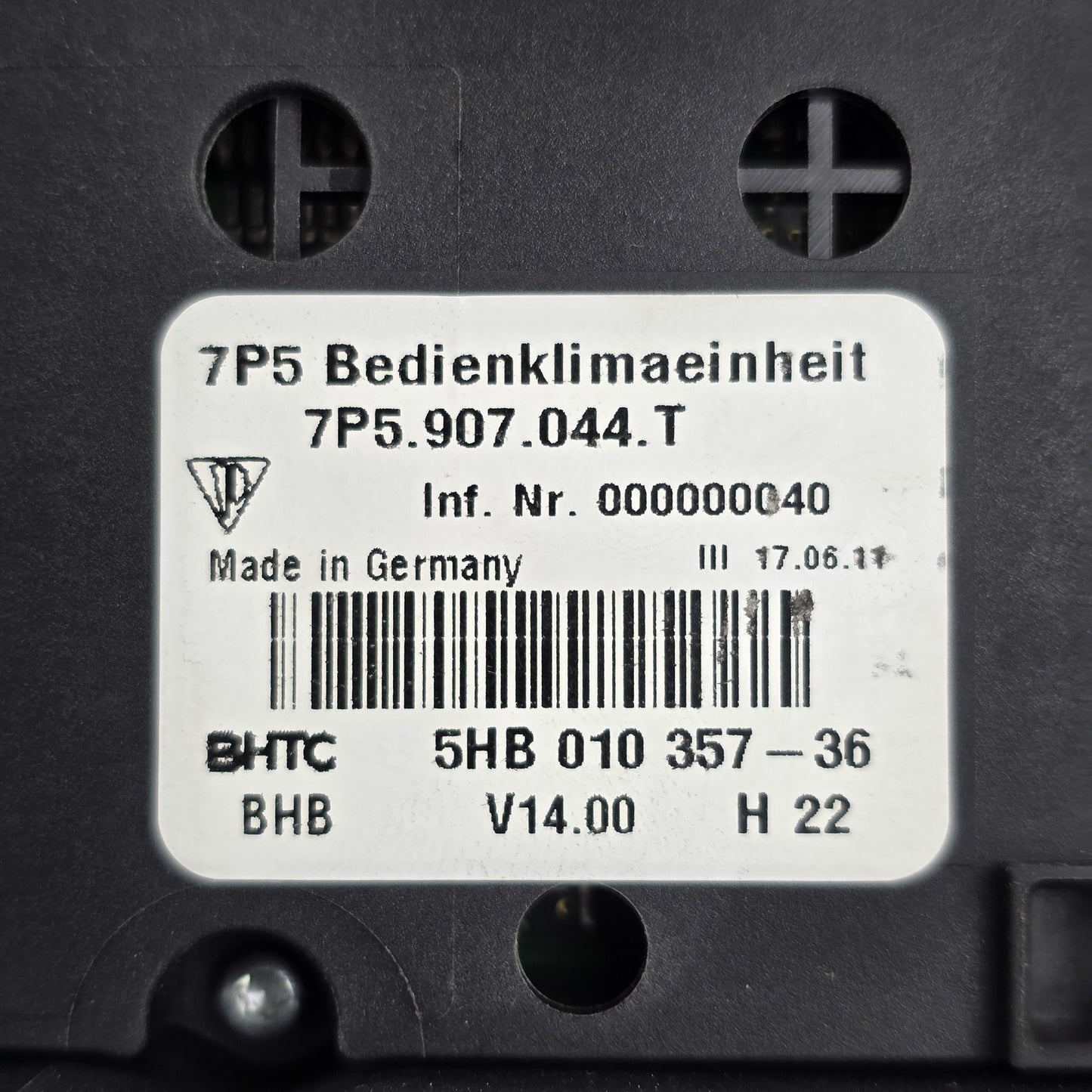 2011 Porsche Cayenne Climate Control Module 7P5907044T