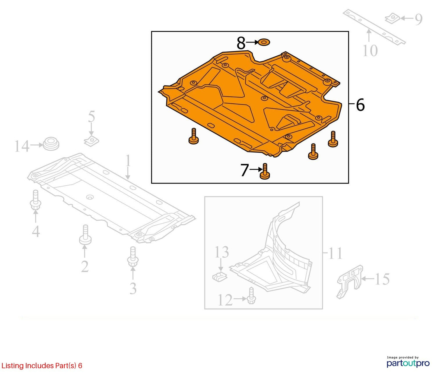 2014 Audi A6 Radiator Support Splash Shield Rear – OEM 4G0863822C