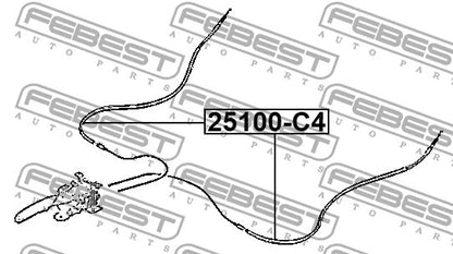 FEBEST 2003-2008 Peugeot 307 Parking Brake Cable 25100-C4