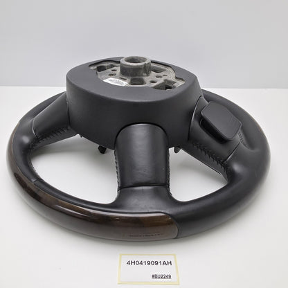 2014-2017 Audi A8 4H Leather Wood Steering Wheel with Shift Paddles 4H0419091AH