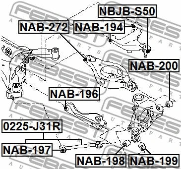 FEBEST 2003-2023 INFINITI FX45 Rear Knuckle Bushing NAB-200