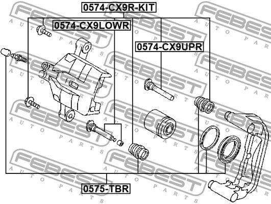 FEBEST 2007-2012 Mazda CX-7 Rear Caliper Slide Pin 0574-CX9UPR