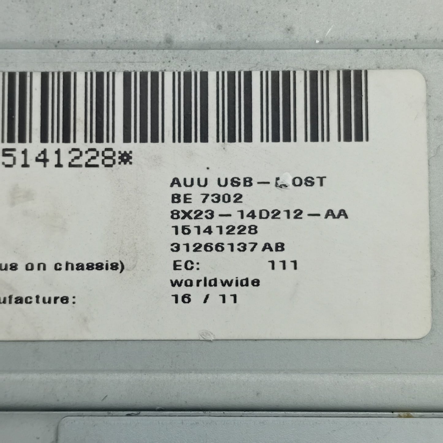 2008-2015 Jaguar XF Audio Connectivity Module 8X2314D212AA