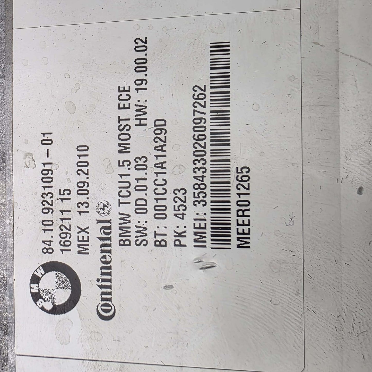 2010-2016 BMW F10 Bluetooth Telematics Control Unit 9231091