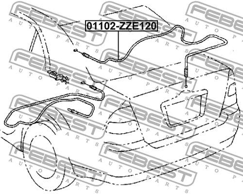 FEBEST 04-07 Toyota Corolla Cable Assy Tailgate Lock Control 01102-ZZE120
