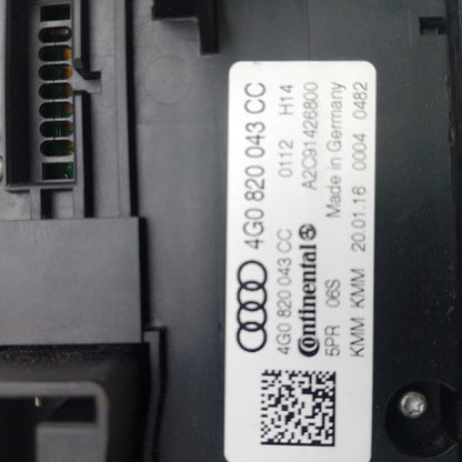 2011-2014 Audi A7 AC CLIMATE CONTROL PANEL 4G0820043G