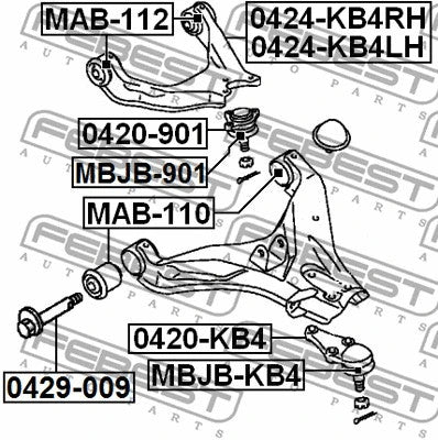 FEBEST 2008-2015 Mitsubishi L200 Front Bushing Lower Control Arm MAB-110