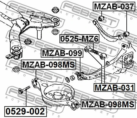 FEBEST 2003-2005 Mazda 6 Rear Arm Bushing MZAB-098MS