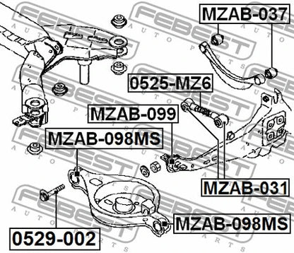 FEBEST 2003-2005 Mazda 6 Rear Arm Bushing MZAB-098MS