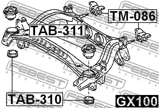 FEBEST TOYOTA REAR CROSSMEMBER BUSHING - TAB-310