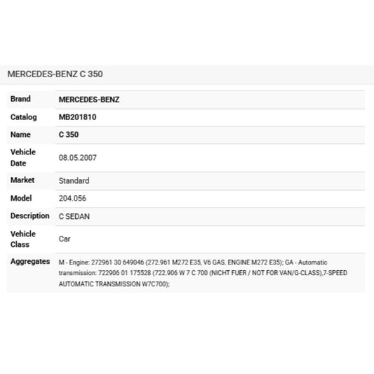2007 Mercedes-Benz C350 AMG Rear Quarter Panel A2046301021