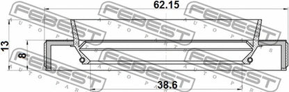 FEBEST 2005-15 Suzuki Drive Shaft Oil Seal 38.6x62.15x8x13 95HBY-40620813C