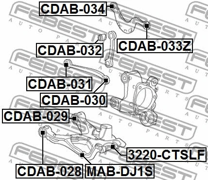 FEBEST 2010-2016 Cadillac SRX Rear Transverse Rod Bushing CDAB-034