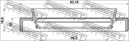 FEBEST 2006-2013 Lexus IS250 Drive Shaft Oil Seal 38x63x10x16.6 95HBY-38631017C