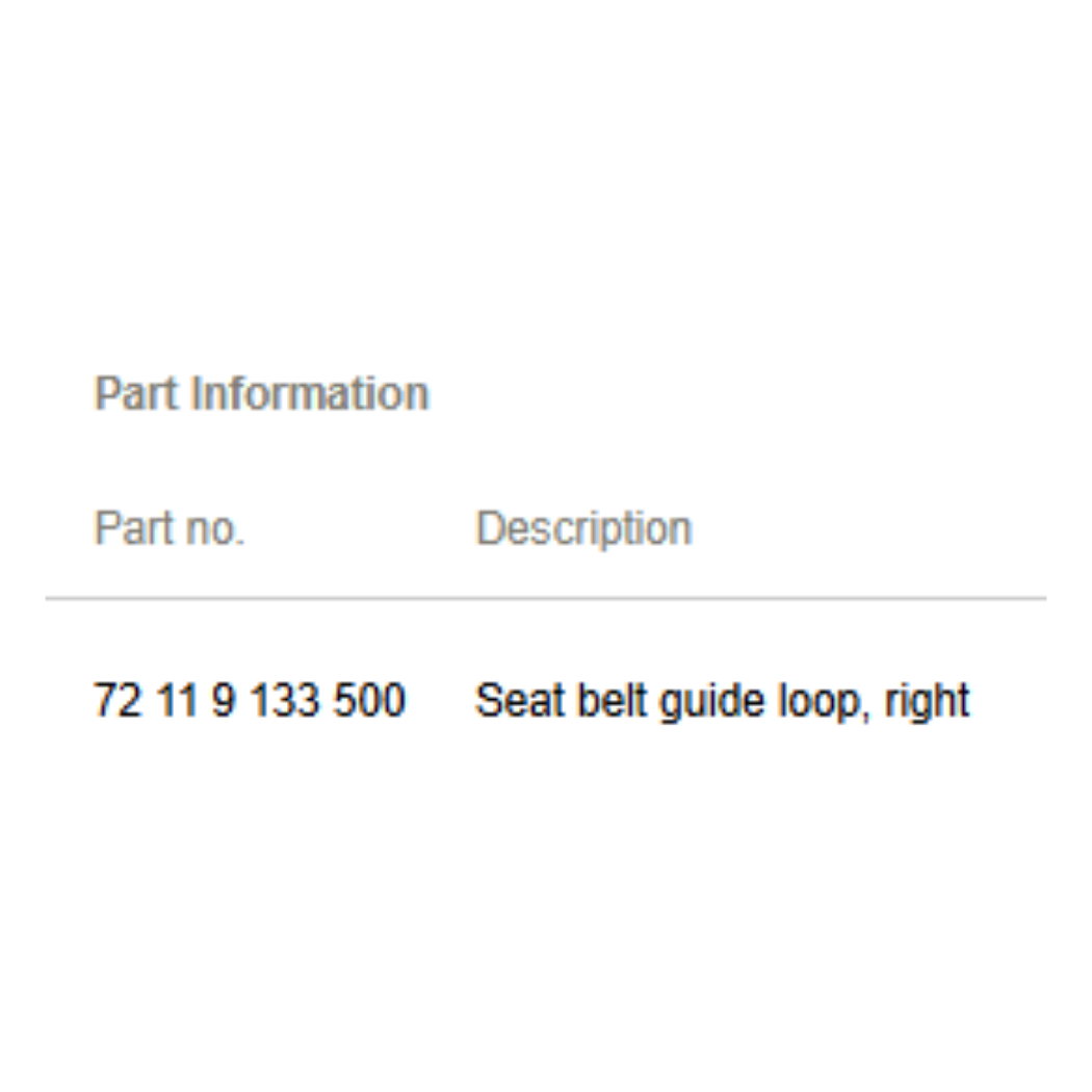 2011-2015 Mini Cooper Right Rear Seat Belt Guide Used OEM 72119133500