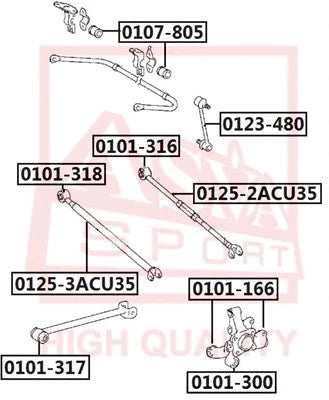 FEBEST 2001-2007 Toyota Highlander Rear Right Track Control Rod 0125-2ACU35