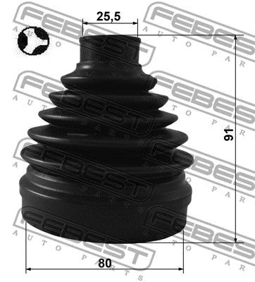 FEBEST 2018-2021 Hyundai Tucson Boot Inner CV Joint Kit 80X91X25.5 1215-D7T