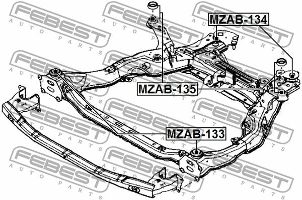 FEBEST 2007-2013 Mazda 6 Suspension Subframe Bushing MZAB-134