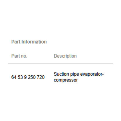 2007–2015 Mini Cooper A/C Suction Pipe OEM 64539250720