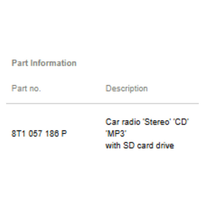 2009–2015 Audi A4 Car Radio Stereo CD MP3 SD Drive Used OEM 8T1057186P