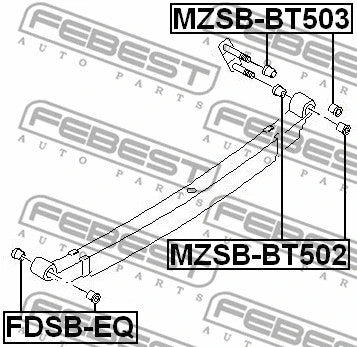 FEBEST 1998-2007 Ford Ranger Rear Leaf Spring Bushing Front FDSB-EQ