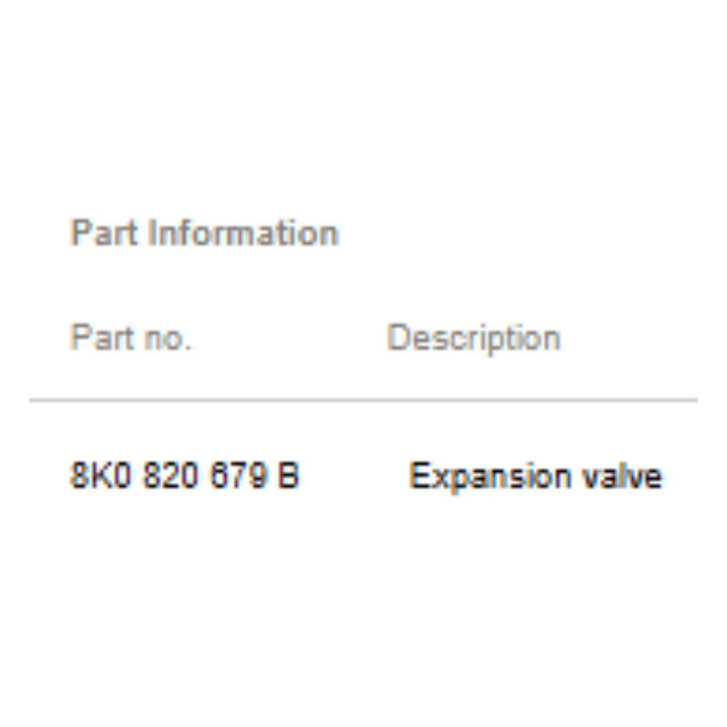 2012 Audi A4 A/C Expansion Valve Used OEM 8K0820679B