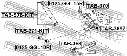 FEBEST 2009-2015 Lexus RX350 Rear Transverse Rod Bushing Kit TAB-371-KIT