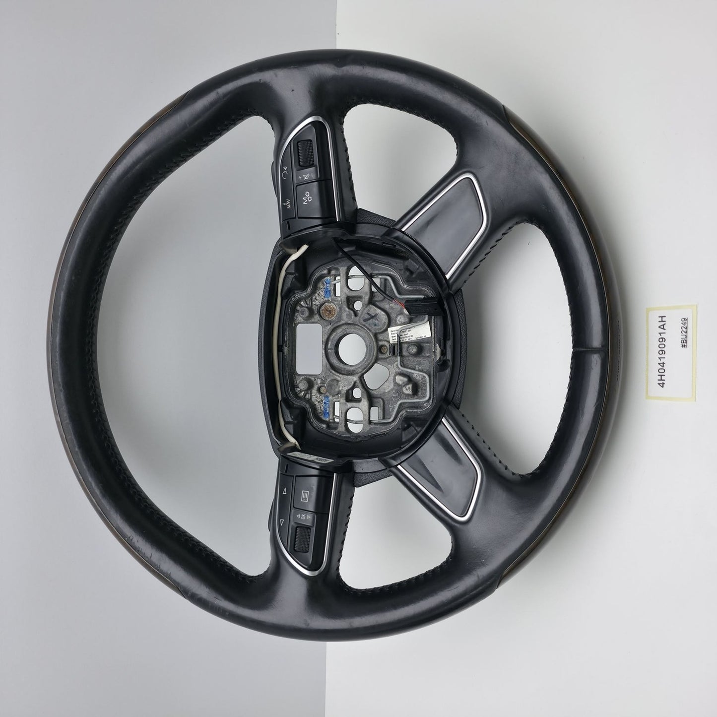 2014-2017 Audi A8 Leather Wood Steering Wheel with Shift Paddles 4H0419091AH