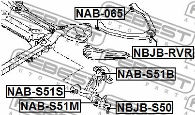 FEBEST 2006-2013 INFINITI G35 Front Control Arm Rear Bushing Hydro NAB-S51B