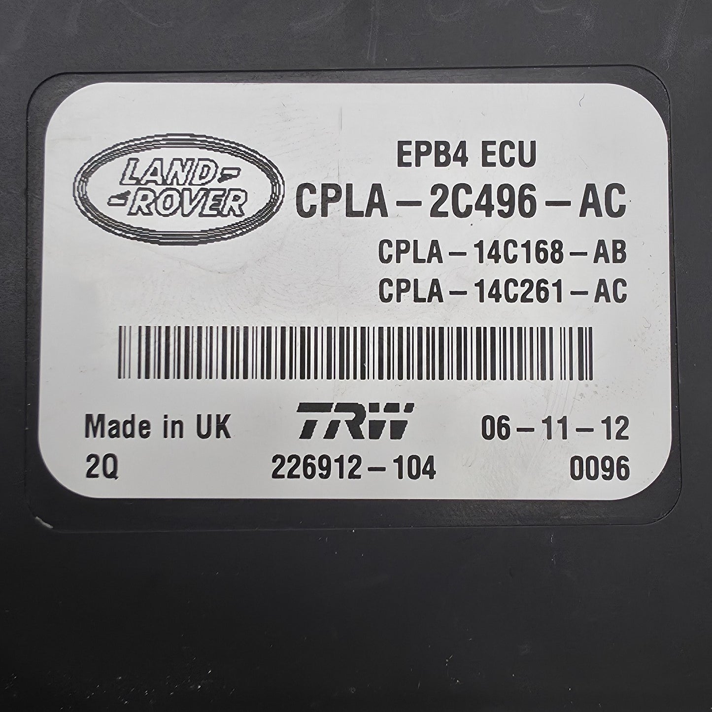 2012-2022 Land Rover Range Rover Electric Parking Brake Module CPLA2C496AC