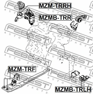 FEBEST 2001-2004 Mazda Tribute Left Engine Mount Bushing (Hydro) MZMB-TRLH