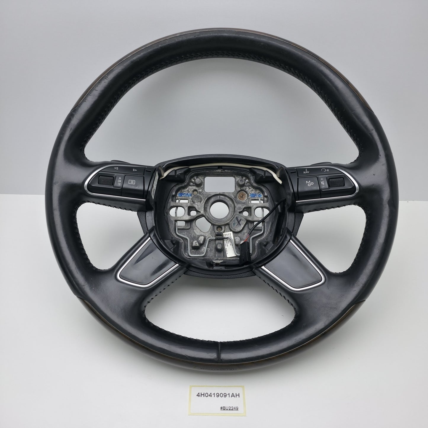 2014-2017 Audi A8 D4 Leather Wood Steering Wheel with Shift Paddles 4H0419091AH