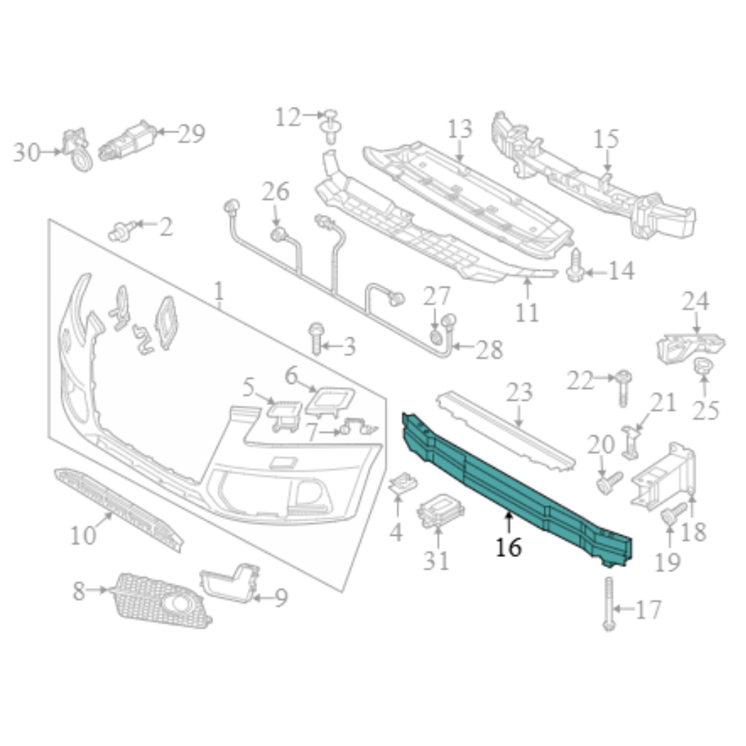 2013 Audi Q5 Front Impact Bar Used OEM 8R0807113B