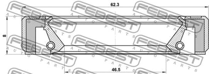 FEBEST 1989-2022 Toyota Drive Shaft Oil Seal 46.5X62.3X8X8 95GBY-48620808R