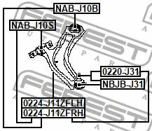 FEBEST 2016 Nissan Rogue Left Front Arm 0224-J11ZFLH