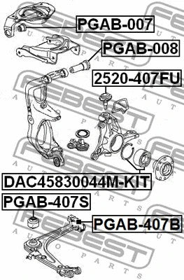 FEBEST 2006-2009 Peugeot 407 Rear Arm Bushing Front Lower Arm PGAB-407B