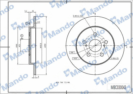 MANDO 2013-2018 Toyota Prius Brake Disc MBC030043