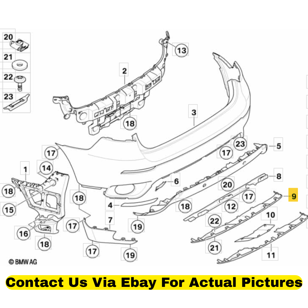2012 BMW X6 Rear Bumper Lower Insert Cover Used OEM 51127176248