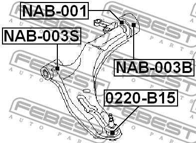 FEBEST 2000-2012 Nissan Almera Control Arm/Trailing Arm Bush NAB-003S