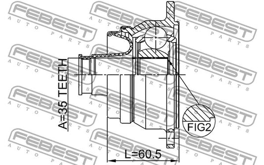 FEBEST 2005-2015 Suzuki Grand Vitara Propshaft Rear CV Joint 0711-JB424RSHA
