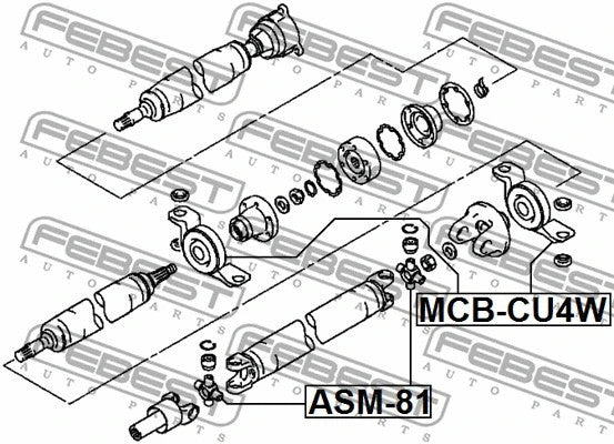 FEBEST MITSUBISHI Bearing, propshaft centre bearing - MCB-CU4W