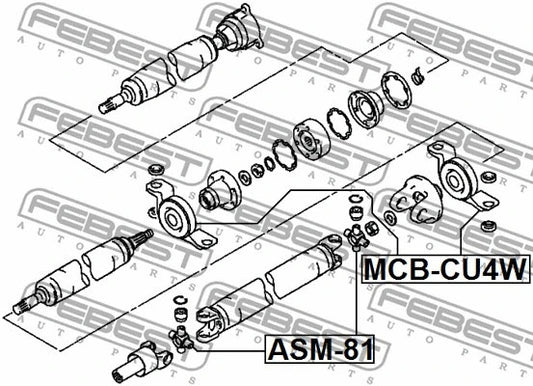 FEBEST MITSUBISHI Bearing, propshaft centre bearing - MCB-CU4W