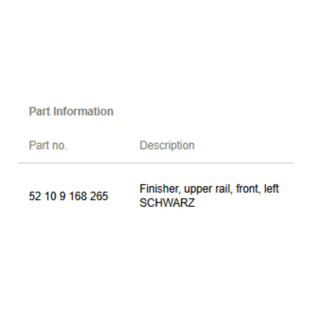 2011–2015 BMW 520i Upper Rail Front-Left Trim OEM 52109168265