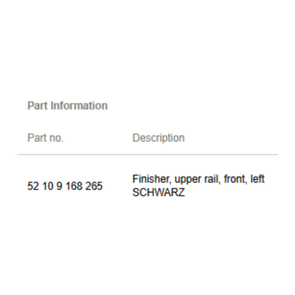 2011–2015 BMW 520i Upper Rail Front-Left Trim OEM 52109168265