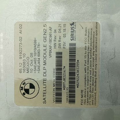 2004-2013 BMW 3 Satellite Radio DLP Control Module 9192273