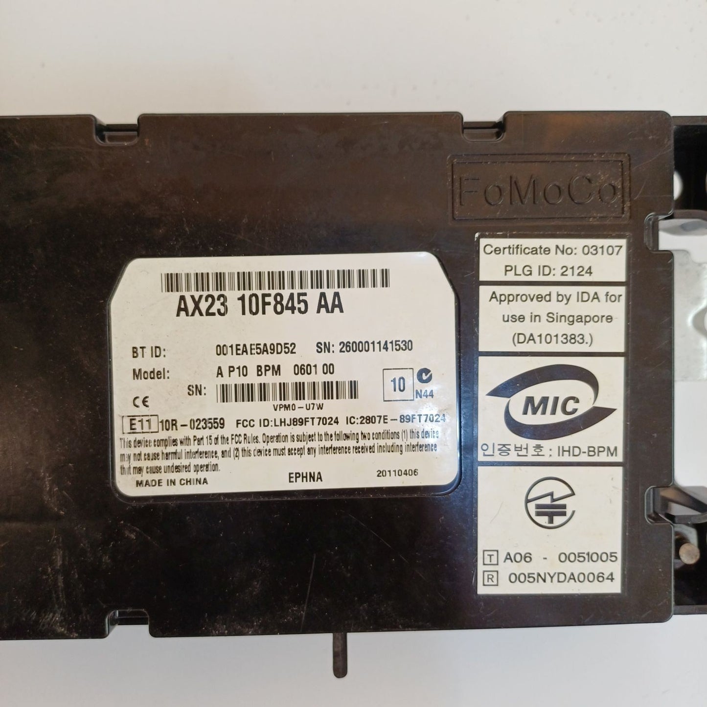 2009-2015 Jaguar XF Bluetooth Radio Control Module AX2310F845