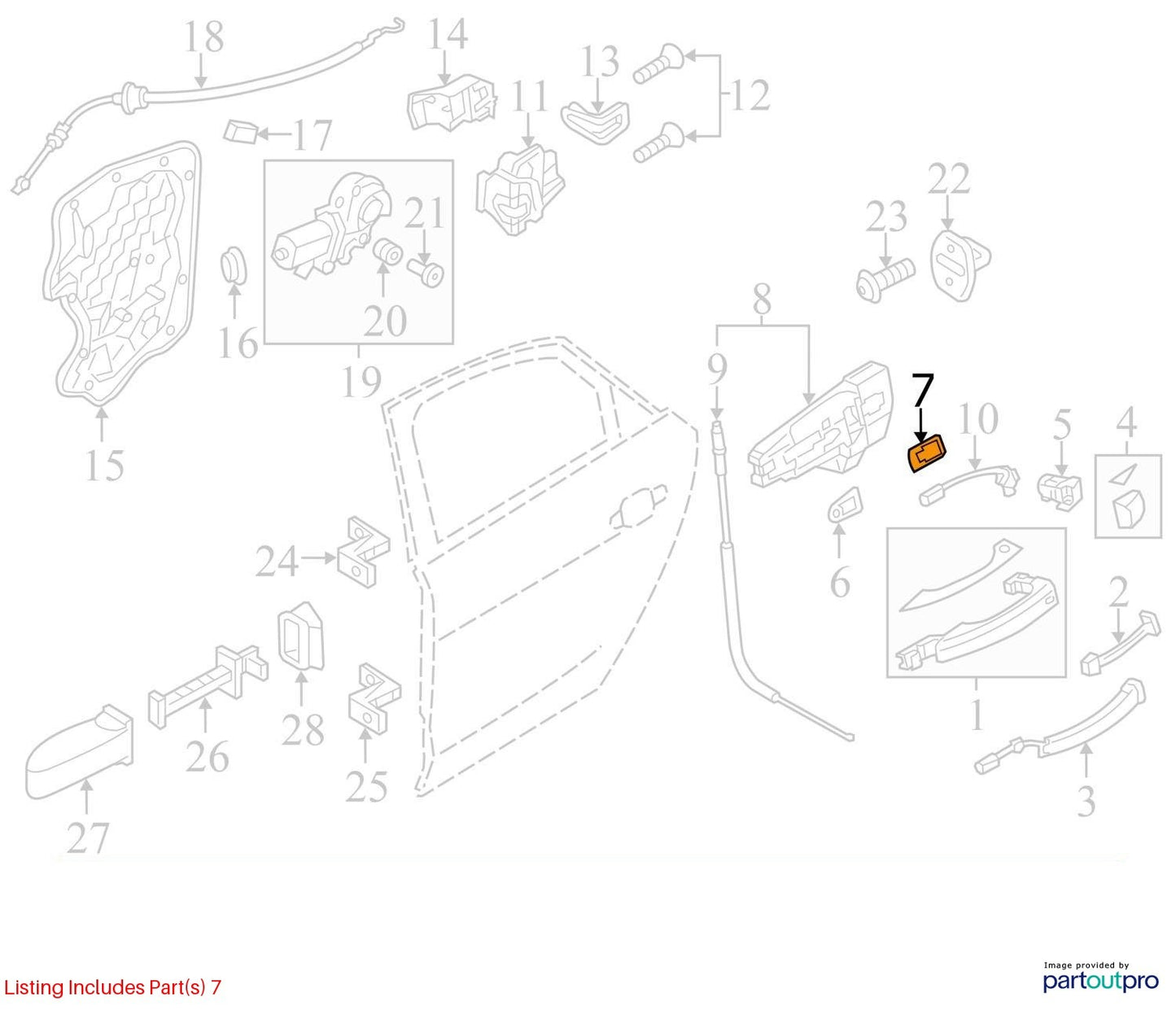 2012–2015 Audi A6/A8 Exterior Door Handle Seal / Underlay Used OEM 4H0837277