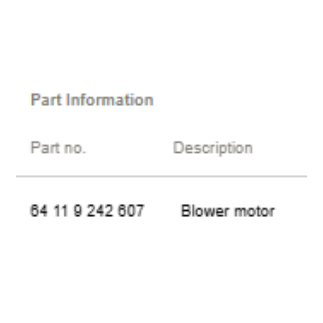 2011–2016 BMW 5-Series (F10) HVAC Blower Motor Assembly OEM 64119242607